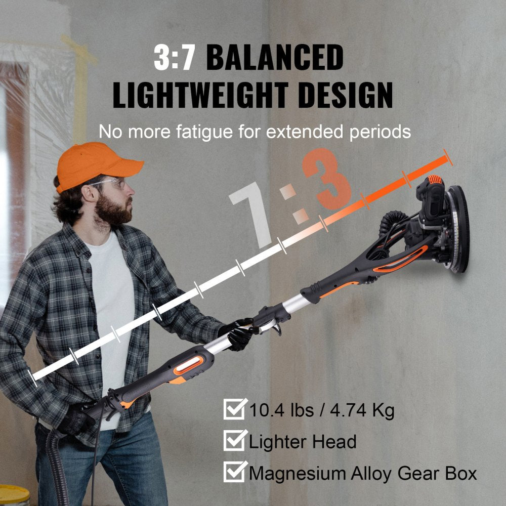 Bostome 900W Drywall Sander with variable speed, self-suction, and extendable pole for easy use.
