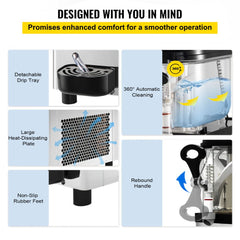Commercial Slushy Machine, 6L/1.6 Gallons 25 Cups Single-Bowl, 300W 110V, Stainless Steel Margarita Smoothie Frozen Drink Maker, Slushie Machine for Supermarkets Cafes Restaurants Bars Home Use
