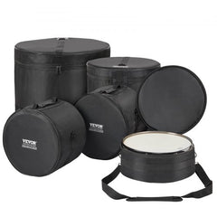 5-Piece Drum Bag Set, 1680D Oxford Fabric, Padded Drum Bags and Cases with 4.92 ft Detachable Shoulder Strap Carry Handles Foldable Design, for 22`` Kick 12`` Tom 13`` Tom 16`` Tom 14`` Snare