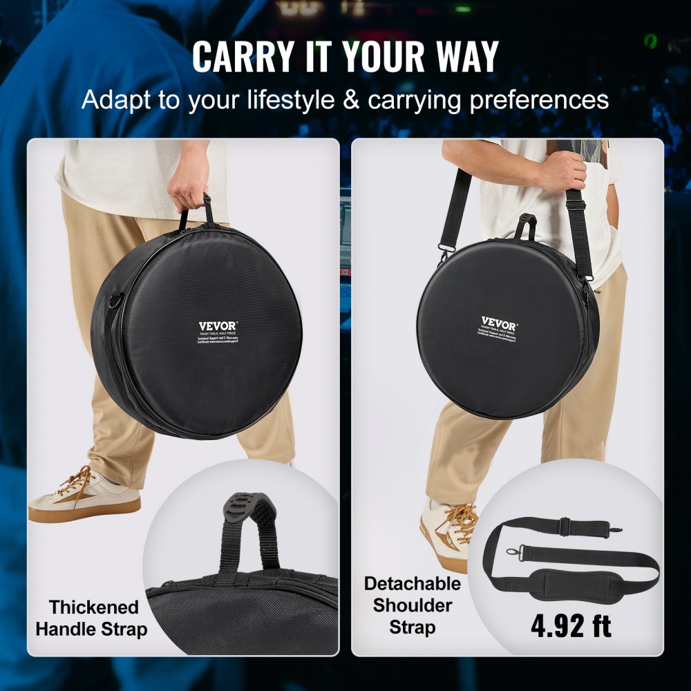 5-Piece Drum Bag Set, 1680D Oxford Fabric, Padded Drum Bags and Cases with 4.92 ft Detachable Shoulder Strap Carry Handles Foldable Design, for 22`` Kick 12`` Tom 13`` Tom 16`` Tom 14`` Snare