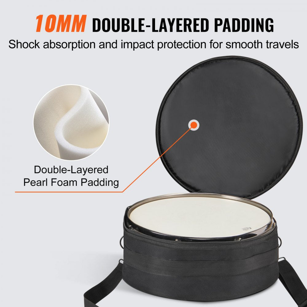 5-Piece Drum Bag Set, 1680D Oxford Fabric, Padded Drum Bags and Cases with 4.92 ft Detachable Shoulder Strap Carry Handles Foldable Design, for 22`` Kick 12`` Tom 13`` Tom 16`` Tom 14`` Snare