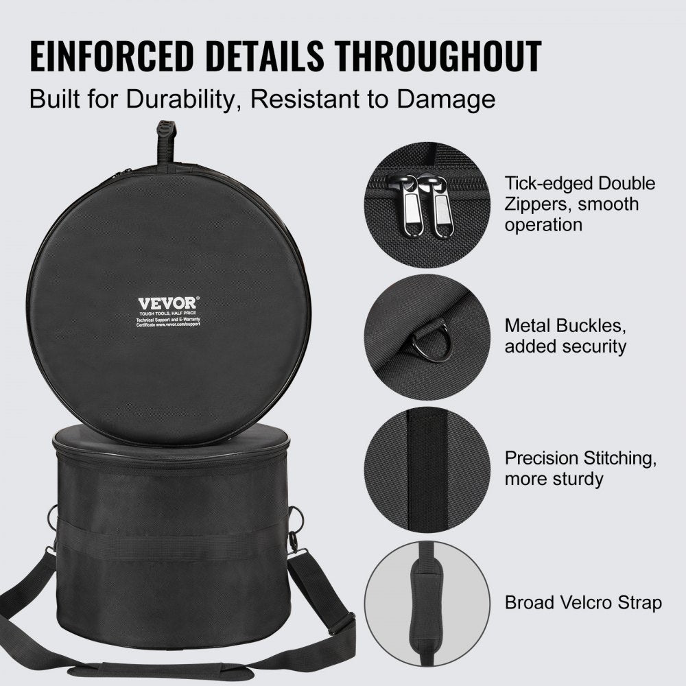 5-Piece Drum Bag Set, 1680D Oxford Fabric, Padded Drum Bags and Cases with 4.92 ft Detachable Shoulder Strap Carry Handles Foldable Design, for 22`` Kick 12`` Tom 13`` Tom 16`` Tom 14`` Snare