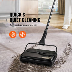 Carpet Sweeper, 7.87 in Sweeping Paths, Floor Sweeper Manual Non Electric, 300 ml Dustbin Capacity with Comb for Home Office Rugs Hardwood Surfaces Wood Floors Laminate, Cleans Dust Pet Hair