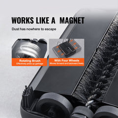 Carpet Sweeper, 7.87 in Sweeping Paths, Floor Sweeper Manual Non Electric, 300 ml Dustbin Capacity with Comb for Home Office Rugs Hardwood Surfaces Wood Floors Laminate, Cleans Dust Pet Hair