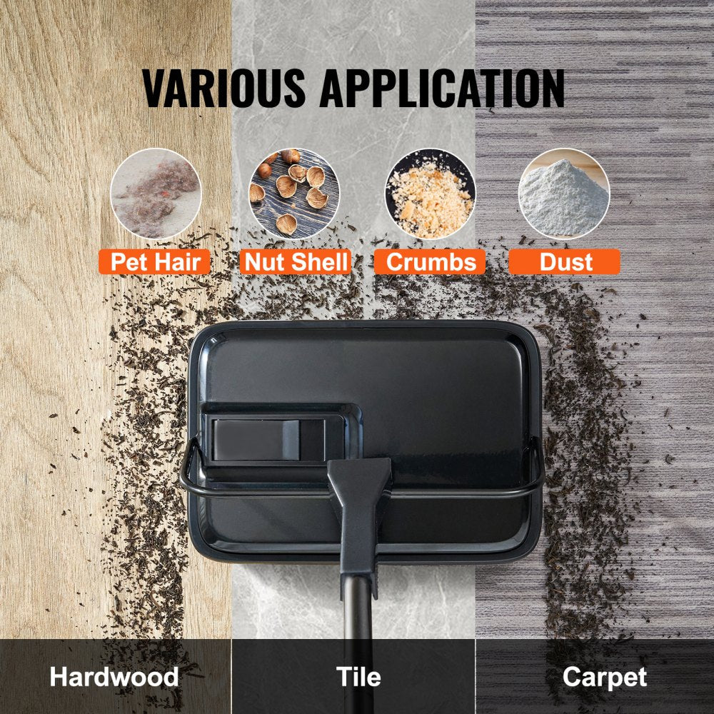 Carpet Sweeper, 7.87 in Sweeping Paths, Floor Sweeper Manual Non Electric, 300 ml Dustbin Capacity with Comb for Home Office Rugs Hardwood Surfaces Wood Floors Laminate, Cleans Dust Pet Hair