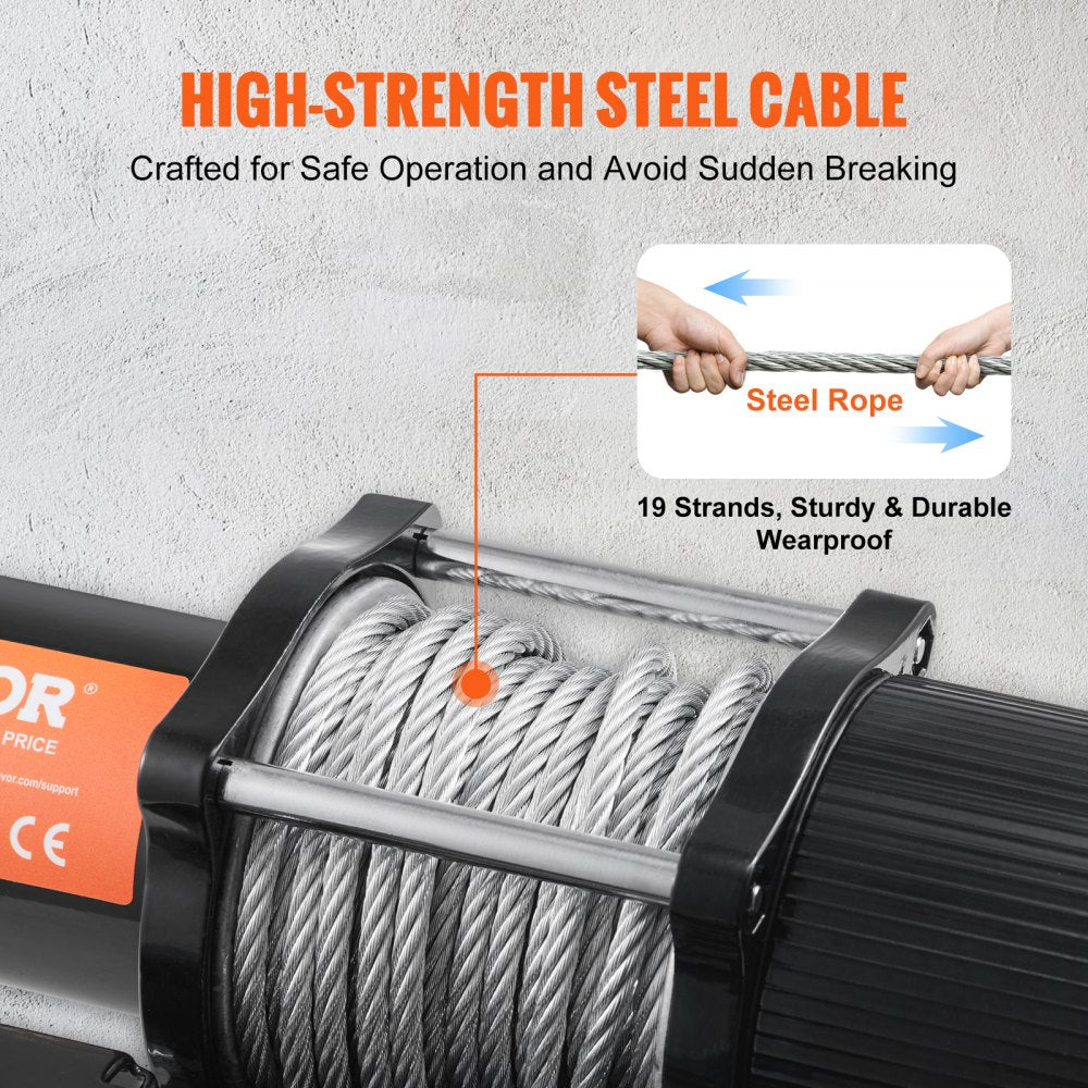 Electric Winch, 12V 4500 lb Load Capacity Steel Rope Winch, IP55 1/4” x 39ft ATV UTV Winch with Wireless Handheld Remote & 4-Way Fairlead for Towing Jeep Off-Road SUV Truck Car Trailer Boat