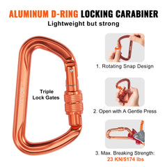 16mm Steel Core Flipline, 10ft(3m) Arborist Flipline for Tree Climbing with Alloy Steel Snap Hook & Aluminum Alloy Carabiner, 31KN Breaking Tension for Fall Protection, Tree Climber
