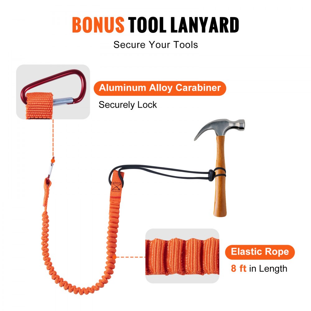Bostome 8ft steel core flipline with 1/2" diameter rope and steel snap hook for tree climbing.