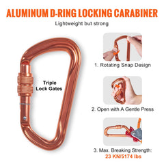 Bostome 8ft steel core flipline with 1/2" diameter rope and steel snap hook for tree climbing.