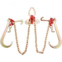 V-Chain Bridle, 9620 lbs Working Load Limit, 5/16`` x 3` G80 Tow Chain with RTJ Cluster Hooks, DOT Certified, Galvanized Coating Manganese Steel & D-Shackle, for Lifting & Moving Activities