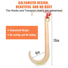 V-Chain Bridle, 9620 lbs Working Load Limit, 5/16`` x 3` G80 Tow Chain with RTJ Cluster Hooks, DOT Certified, Galvanized Coating Manganese Steel & D-Shackle, for Lifting & Moving Activities