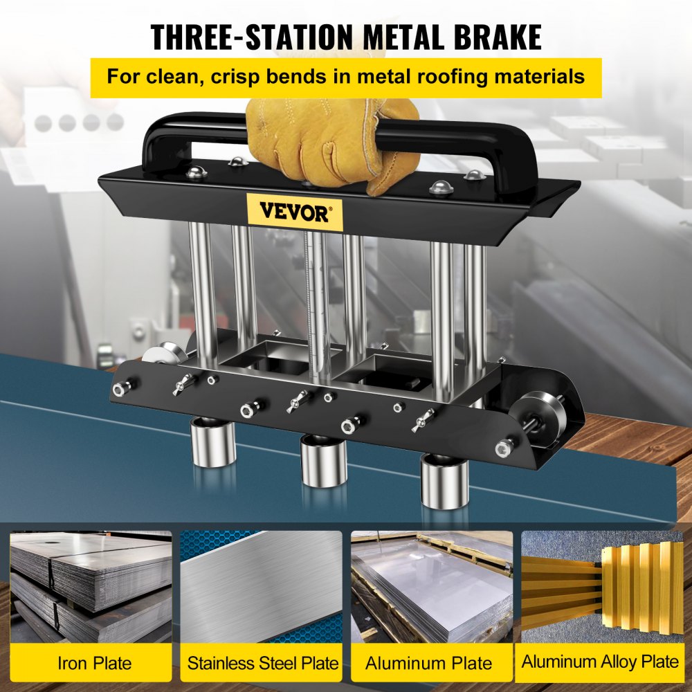 Bostome 3-Station Sheet Metal Brake with adjustable bending height and all-metal construction.