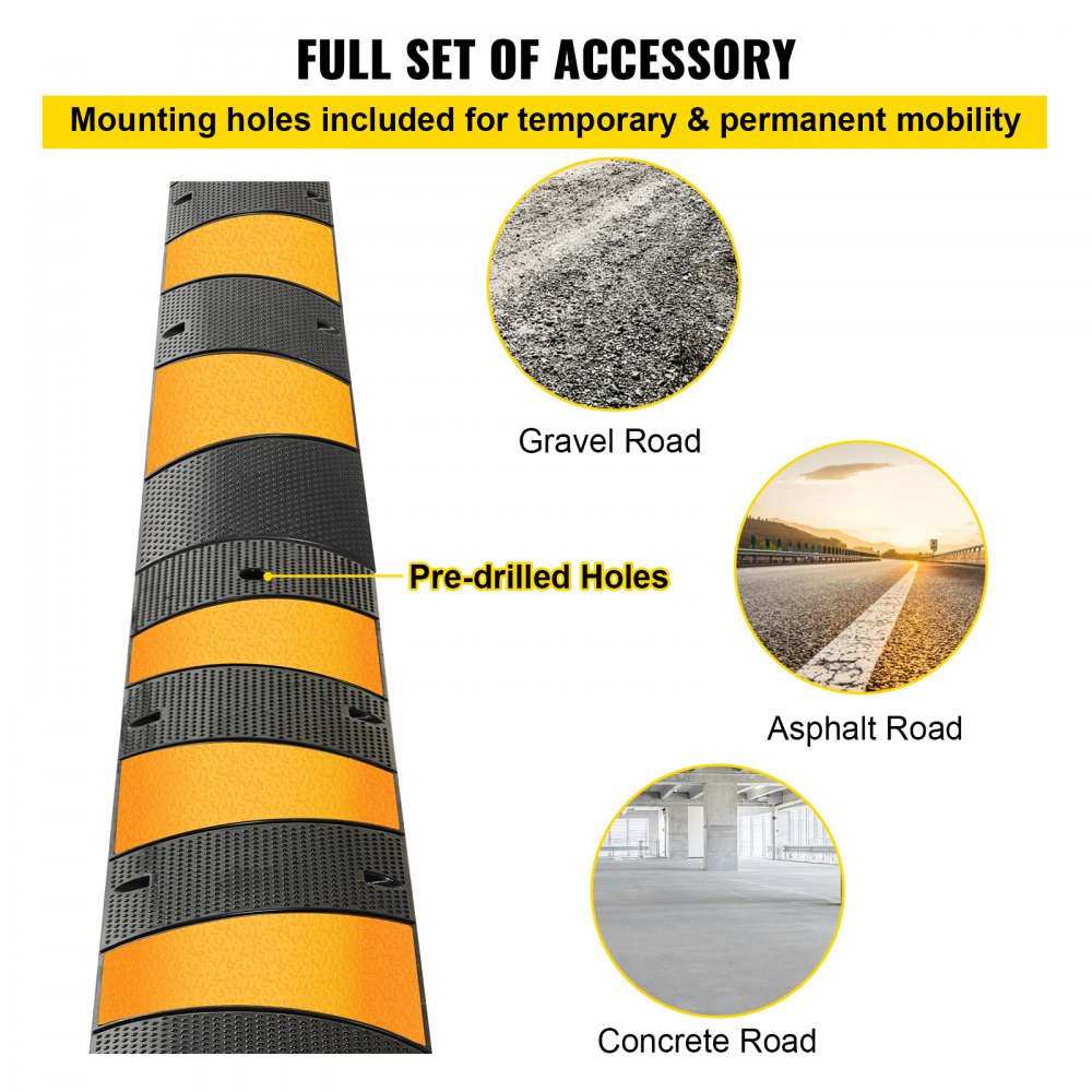 6 Feet Rubber Driveway Heavy Duty Cable Protector Ramp 72.4 x 12 x 2.4 Inch 2-Channel Garage Gravel Roads Asphalt Concrete, 6ft-Speed Bump