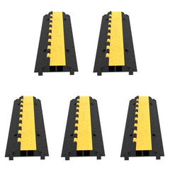 5 Pack Rubber Cable Protector Ramp 2 Channel Heavy Duty 66,000 lbs Load Capacity Cable Wire Cord Cover Ramp Speed Bump Driveway Hose Cable Ramp Protective Cover (2-Channel, 5 Pack-66,000 lbs)