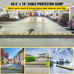 5 Pack Rubber Cable Protector Ramp 2 Channel Heavy Duty 66,000 lbs Load Capacity Cable Wire Cord Cover Ramp Speed Bump Driveway Hose Cable Ramp Protective Cover (2-Channel, 5 Pack-66,000 lbs)