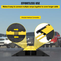 5 Pack Rubber Cable Protector Ramp 2 Channel Heavy Duty 66,000 lbs Load Capacity Cable Wire Cord Cover Ramp Speed Bump Driveway Hose Cable Ramp Protective Cover (2-Channel, 5 Pack-66,000 lbs)