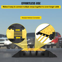 1 Pack of 3-Channel Rubber Cable Protector Ramps Heavy Duty 44000Lbs Load Capacity Cable Wire Cord Cover Ramp Speed Bump Driveway Hose Cable Ramp Protective Cover