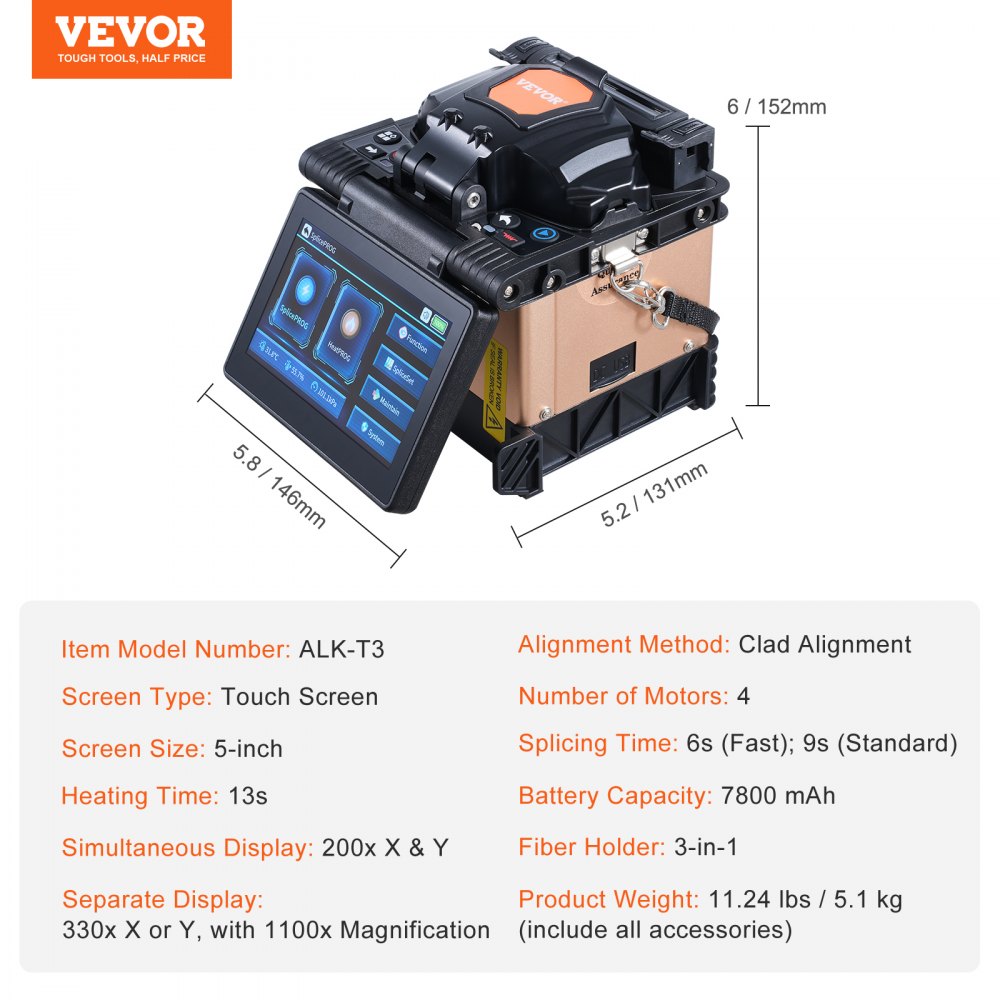 Fiber Fusion Splicer 4 Motors Clad Alignment with 6s Splicing 13s Heating