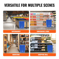 Shopping Basket, Set of 12, 24L Durable Plastic Grocery Basket with Handle and Stand, 16.73 x 11.61 x 8.86 inch Portable Shop Basket Bulk Used for Retail Store Supermarket Grocery Shopping, Blue