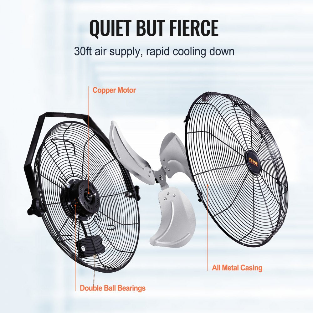 Bostome 18" industrial wall mount fan in a 2-pack with waterproof design and 3-speed settings.
