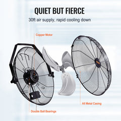 Bostome 18" industrial wall mount fan in a 2-pack with waterproof design and 3-speed settings.