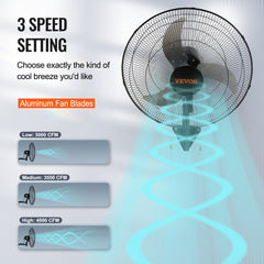 Bostome 18" oscillating wall mount fan with metal construction and 90-degree oscillation.
