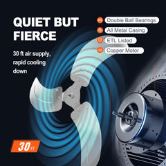 Black 18-inch oscillating industrial wall fan with metal blades and motor.