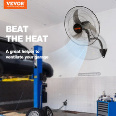 Wall Mount Fan, 20 Inch, 3-speed High Velocity Max. 4650 CFM Oscillating Industrial Wall Fan, Commercial or Residential for Warehouse, Greenhouse, Workshop, Patio, Basement, Black, ETL Listed