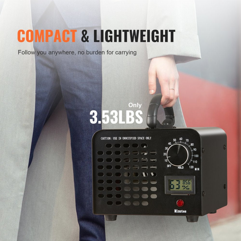 Bostome 24000mg/h ozone generator with timer, compact design and detachable filter mesh.