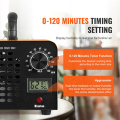 Bostome 12000mg/h ozone generator with timer, filter mesh, and portable design for odor removal.