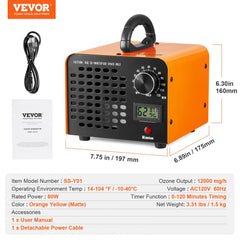 Bostome 12000mg/h ozone generator with timer, filter mesh, and portable design for odor removal.