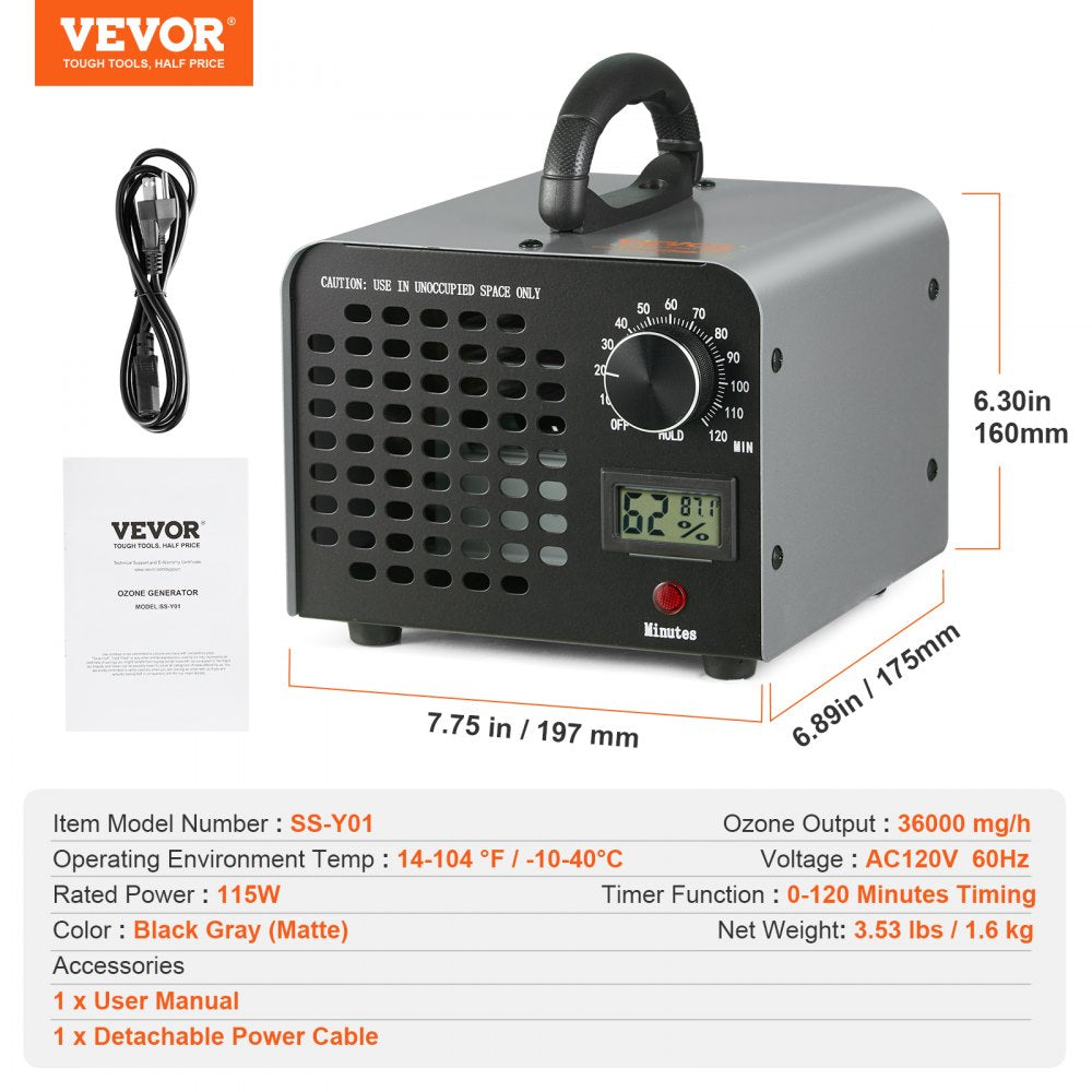 Bostome 36000mg/h ozone generator with timer for effective odor removal and portable design.