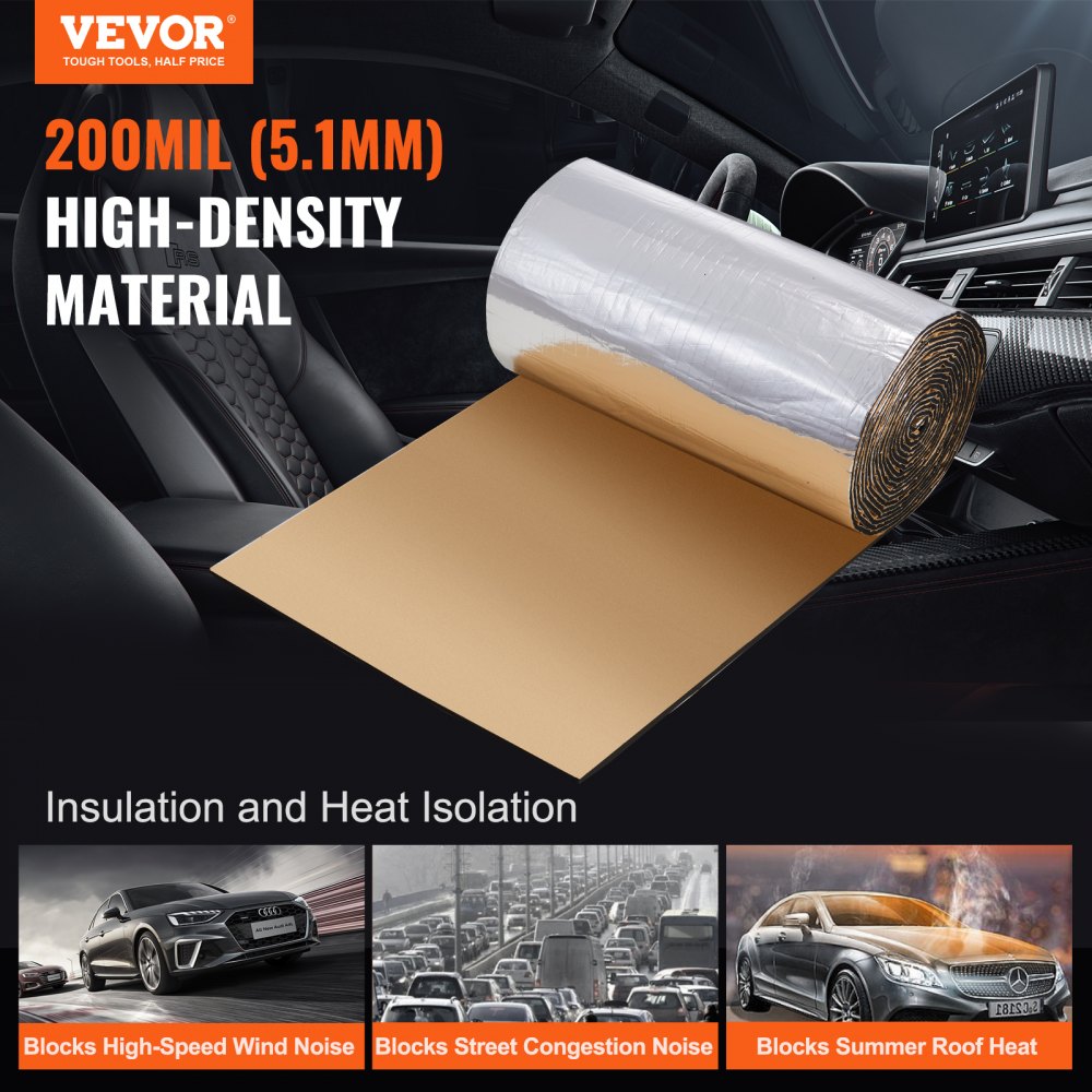 Car Sound Deadening Mat, 200 mil 36 sqft Automotive Sound Deadener, High Density Foam Sound Deadener Material & Heat Barrier, Double Layer Waterproof Structure Acoustic Insulation Mat