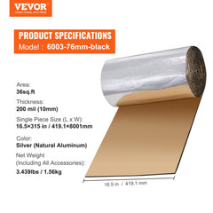Car Sound Deadening Mat, 200 mil 36 sqft Automotive Sound Deadener, High Density Foam Sound Deadener Material & Heat Barrier, Double Layer Waterproof Structure Acoustic Insulation Mat