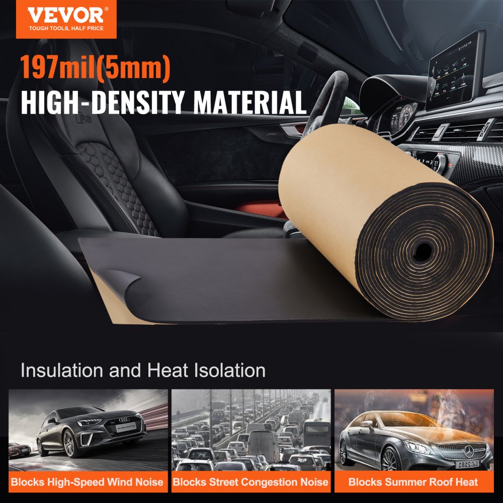 Car Sound Deadening Mat, 210 mil 36 sqft Automotive Sound Deadener, High Density Foam Sound Deadener Material & Heat Barrier, Double Layer Waterproof Structure Acoustic Insulation Mat