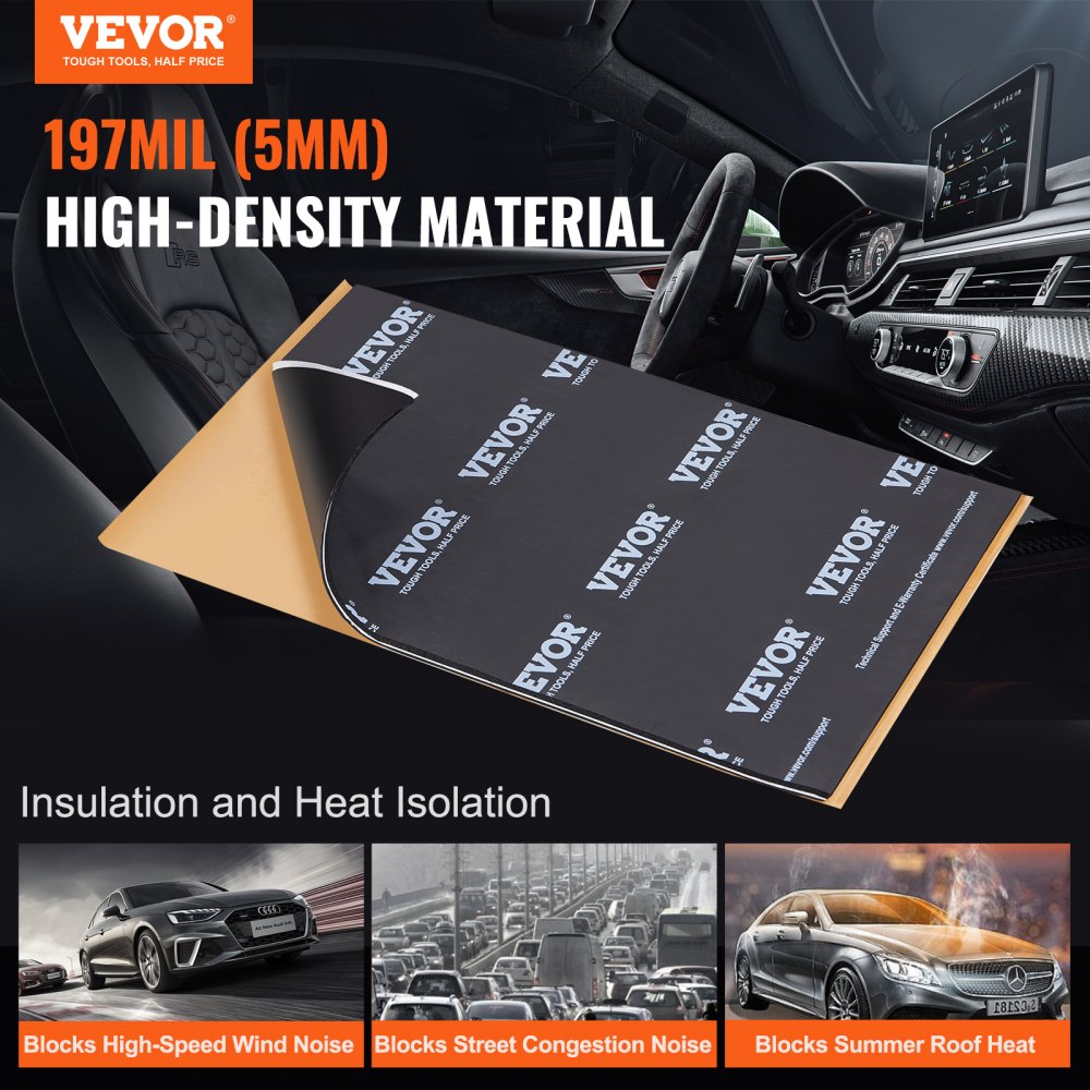 Car Sound Deadening Mat, 200 mil 25 sqft Car Sound Dampening Material, Butyl Automotive Sound Deadener, Noise Insulation and Vibration Dampening Material for Car