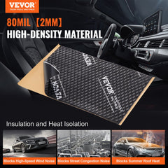 Car Sound Deadening Mat, 80 mil 10 sqft Car Sound Dampening Material, Butyl Automotive Sound Deadener, Noise Insulation and Vibration Dampening Material for Car