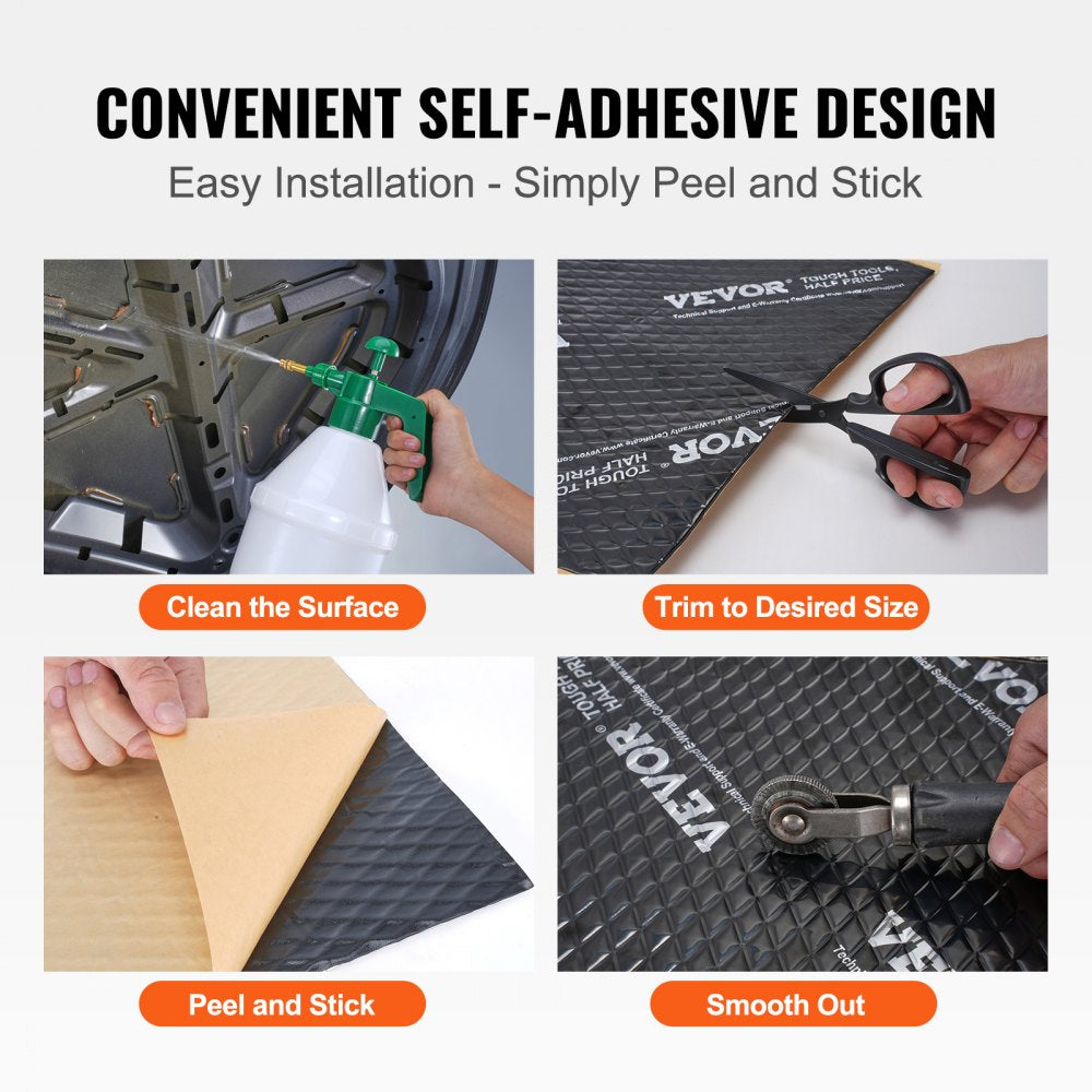 Car Sound Deadening Mat, 80 mil 10 sqft Car Sound Dampening Material, Butyl Automotive Sound Deadener, Noise Insulation and Vibration Dampening Material for Car