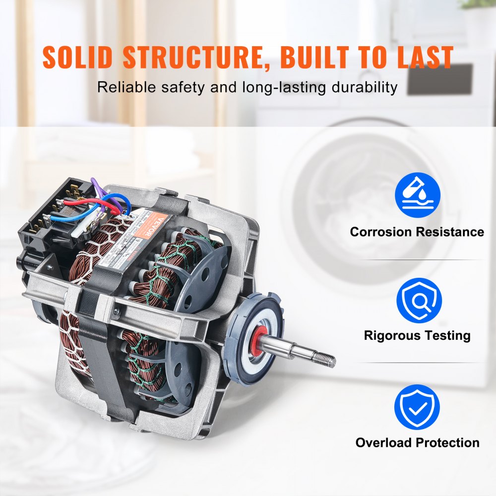 Close-up view of the DC31-00055G 1/3HP 1630RPM dryer drive motor with wiring and mounting details.