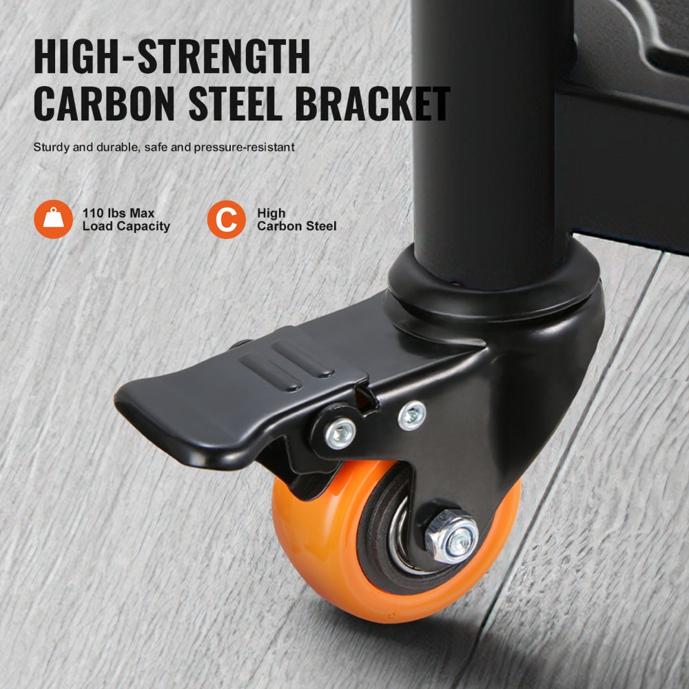 Caster Wheels, 2 inch, Set of 4, 110 lbs Load Capacity, Threaded Stem Casters with Security Dual Locking Brake, Heavy Duty Industrial Casters, No Noise Swivel Caster Wheels for Cart, Furniture