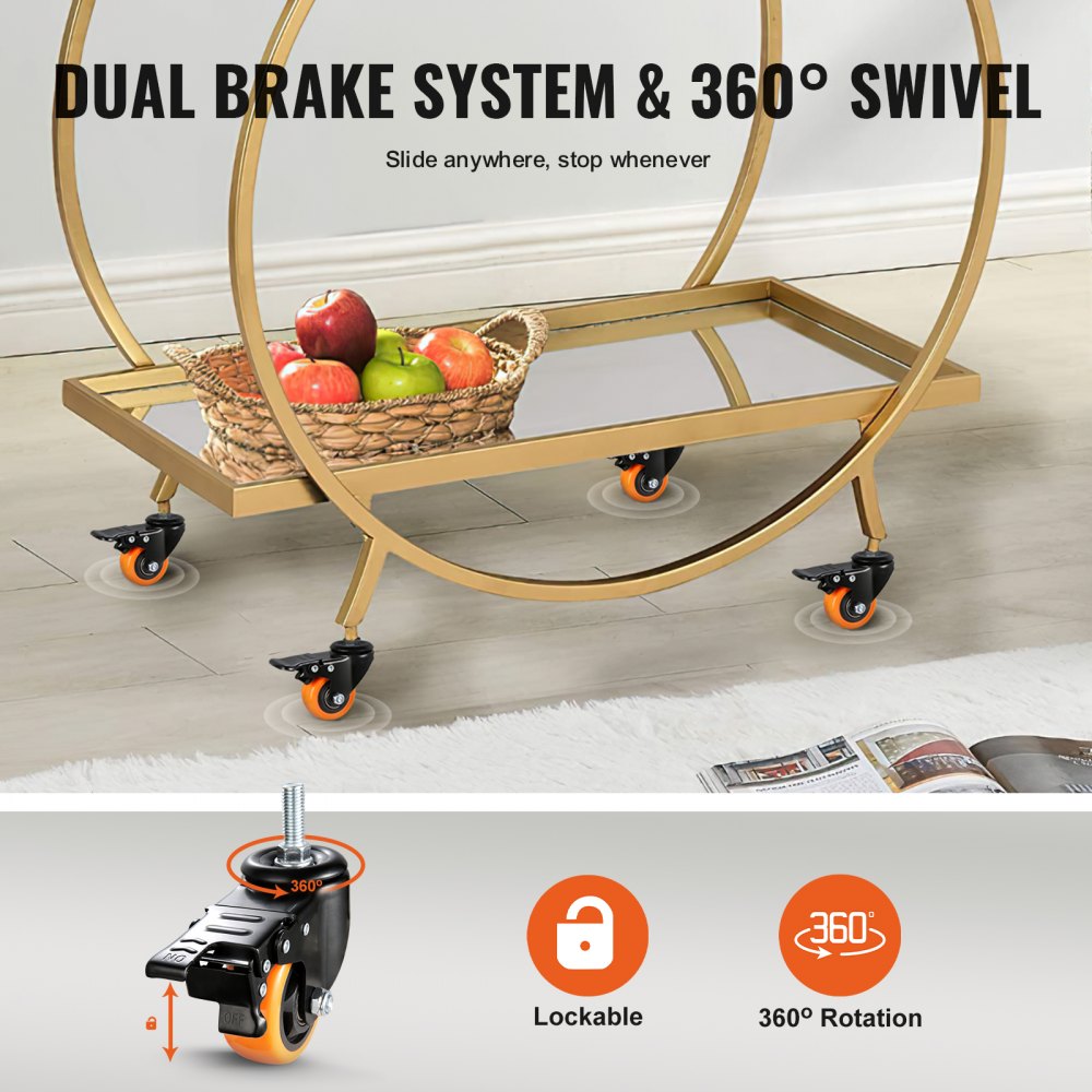Caster Wheels, 2 inch, Set of 4, 110 lbs Load Capacity, Threaded Stem Casters with Security Dual Locking Brake, Heavy Duty Industrial Casters, No Noise Swivel Caster Wheels for Cart, Furniture