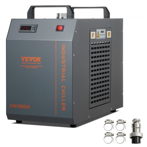 Industrial Water Chiller, CW-5202, Industrial Water Cooler Cooling System with Built-in Compressor 7L Water Tank Capacity 18 L/min Max Flow Rate, for CO2 Laser Engraving Machine Cooling Machine