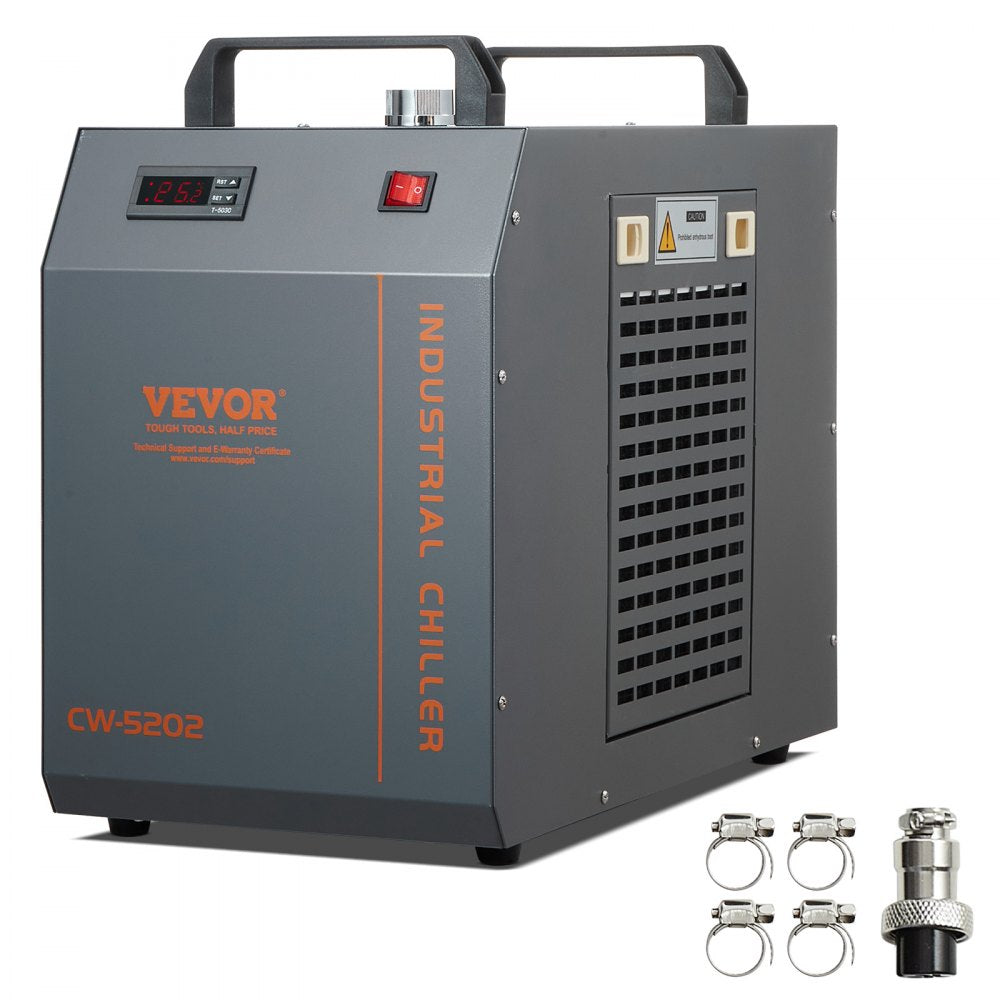 Industrial Water Chiller, CW-5202, Industrial Water Cooler Cooling System with Built-in Compressor 7L Water Tank Capacity 18 L/min Max Flow Rate, for CO2 Laser Engraving Machine Cooling Machine