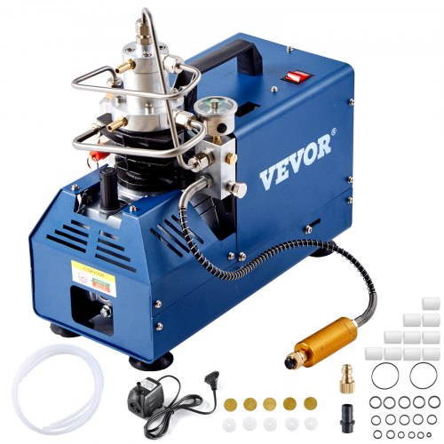High-pressure air compressor with water cooling, 1800W motor, and LED temperature display.