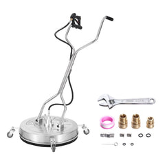 24" Pressure Washer Surface Cleaner w/ Handles & Wheels, Stainless Steel Concrete Cleaner 4000 Max PSI , 3/8"Connector & 1/4" Adapter Power Washer Floor Attachment,For Floor Driveway, Patio