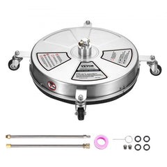 18" Pressure Washer Surface Cleaner w/ Wheels, Stainless Steel Concrete Cleaner 4000 Max PSI , 1/4" Quick-Connect Connector w/ 2 Extension Wand, Heavy Duty Power Washer For Floor Driveway, Patio