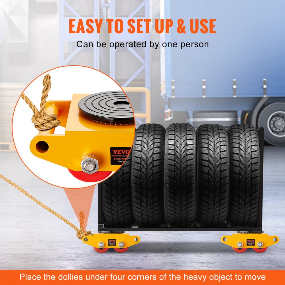 4PCS Machinery Skate Dolly, 17637 LBS/8T Industrial Machinery Mover, Heavy Duty Carbon Steel Machinery Moving Skate with 4 PU Wheels and 360° Rotation Non-Slip Cap for Warehouse, Workshop, Facto