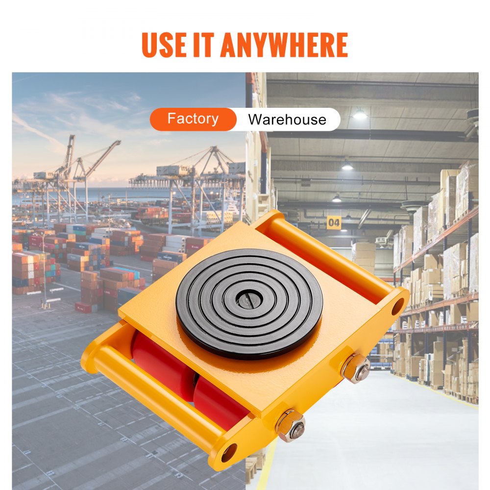 4PCS Machinery Skate Dolly, 17637 LBS/8T Industrial Machinery Mover, Heavy Duty Carbon Steel Machinery Moving Skate with 4 PU Wheels and 360° Rotation Non-Slip Cap for Warehouse, Workshop, Facto