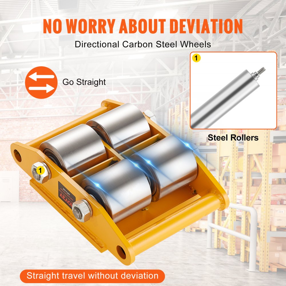 4PCS Machinery Skate Dolly, 26455LBS/12T Industrial Machinery Mover, Heavy Duty Carbon Steel Machinery Moving Skate & 4 Carbon Steel Wheels and 360° Rotation Non-slip Cap for Warehouse, Factory
