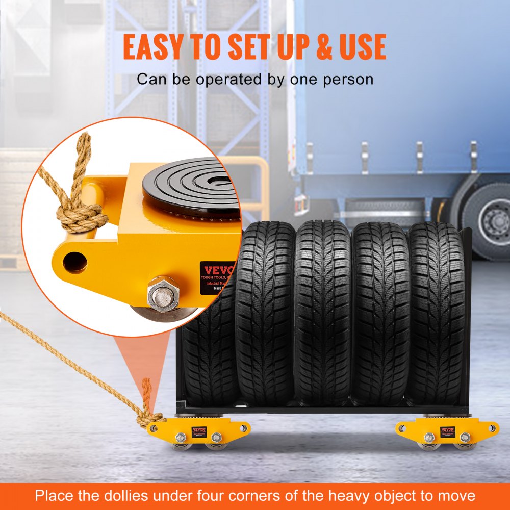 4PCS Machinery Skate Dolly, 26455LBS/12T Industrial Machinery Mover, Heavy Duty Carbon Steel Machinery Moving Skate & 4 Carbon Steel Wheels and 360° Rotation Non-slip Cap for Warehouse, Factory
